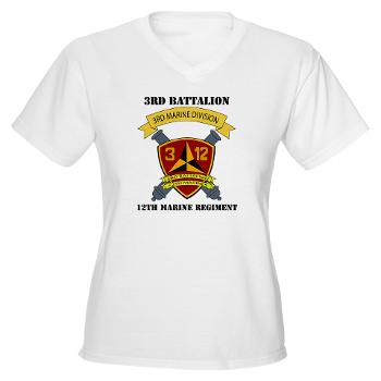 3B12M - A01 - 04 - 3rd Battalion 12th Marines with Text - Women's V-Neck T-Shirt